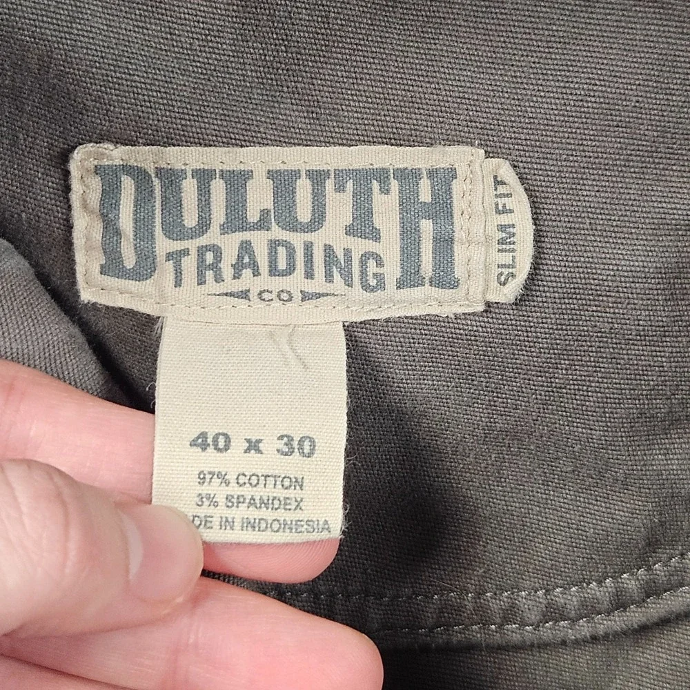 Duluth Trading Flex Fire Hose Pants Mens 40x30 (Fits 38x29) Gray Slim Fit